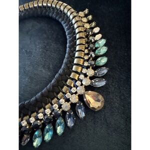 The Limited Statement‎ Necklace Multicolored Rhinestones Gold Tone Chain Braided